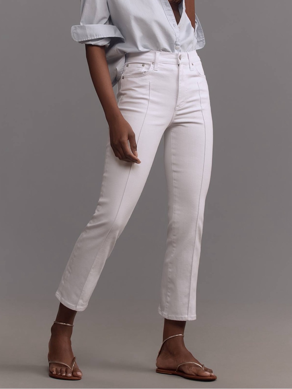 Pistola Lennon High-Rise Crop Flare Jeans in white